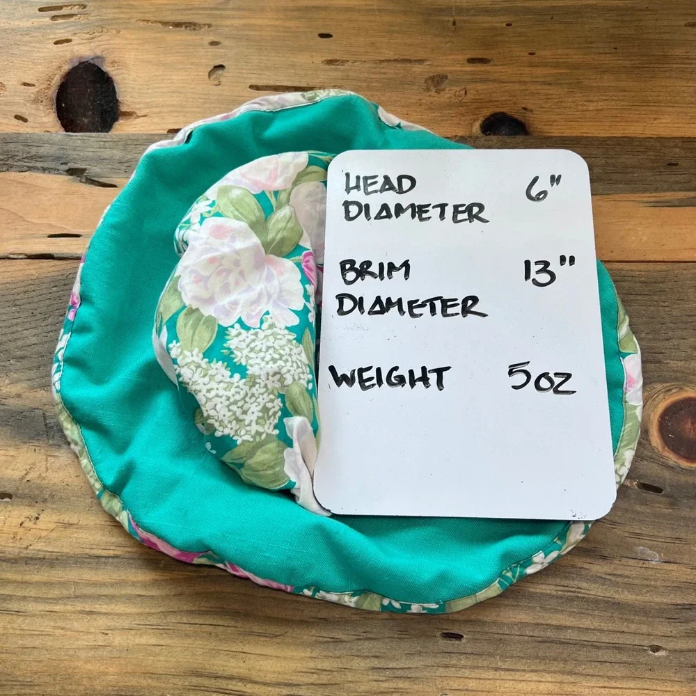 Handmade Toddler‎ Floral Bucket Hat Turquoise Green Pink Summer Sun Hat